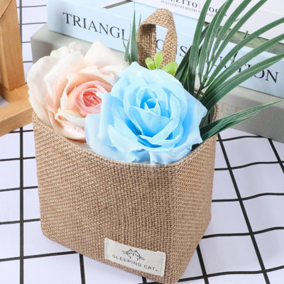 Coton et lin Panier de rangement suspendu Sacs de rangement suspendus Boîte de rangement pour la famille pliable