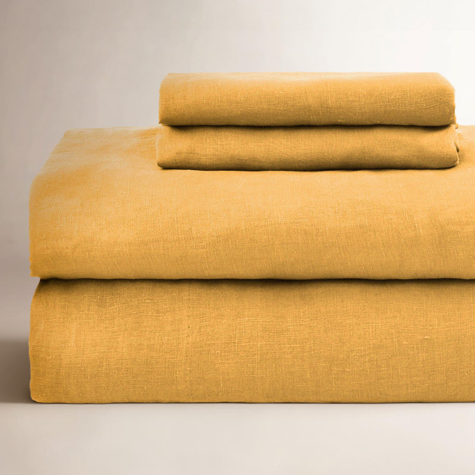 100% French Linen Sheet Set, Honey, Twin XL Sheet Set with 1 Pillowcase