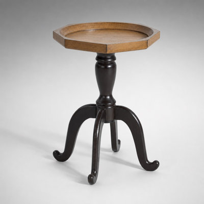 French Country Style End Table with Spider Leg Base and Lipped Octagonal Tabletop, Low Maintenance Faux Wood Accent Furniture