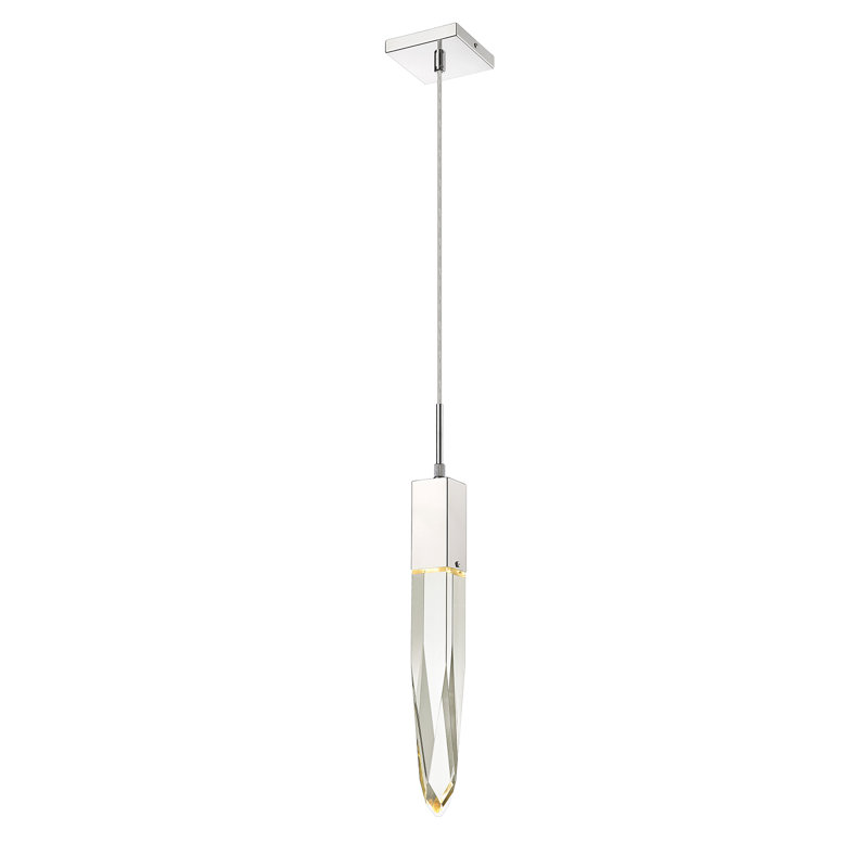 Mini-luminaire suspendu 1 lumière DEL Aspen, Transparent, Chrome poli, Transparent Aspen K9