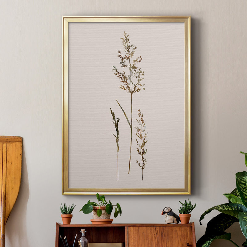 Tiges délicates II, reproduction de qualité supérieure - prête à être accrochée, H 42,5 po x l 30,5 po x P 1 po, Or