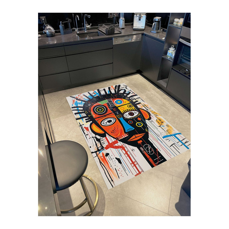 Tapis décoratif multicolore lavable à la machine Sun, Sous-tapis rectangulaire 3 pi 11 po x 5 pi 11 po i
