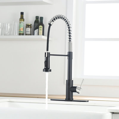 Kitchen Faucet With Motion Sensor - Automatic Smart Touchless Hygienic And Convenient For In Black/Silver Stainless Steel Tap Activated Modern Black Silver Finish Kitchens