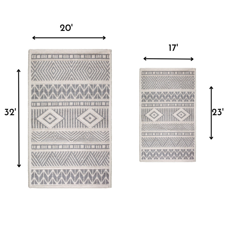 Marmaris Turkish Cotton Boho Style Bath Rug Bouley, Gray, Single - 20"W x 32"L