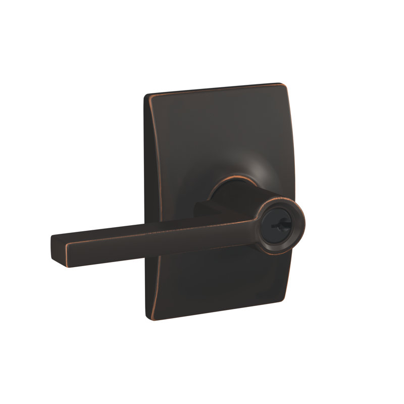 Latitude Keyed Door Lever, Aged Bronze, Yes