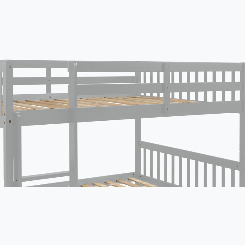 Lit superposé standard moderne avec cadres de lit gigogne Lits en bois pour enfants, Double, gris