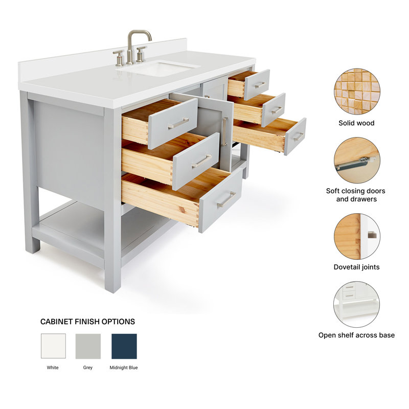 Magnolia Bath Vanity Rectangular Basin S061SWQ, Gray, Rectangular