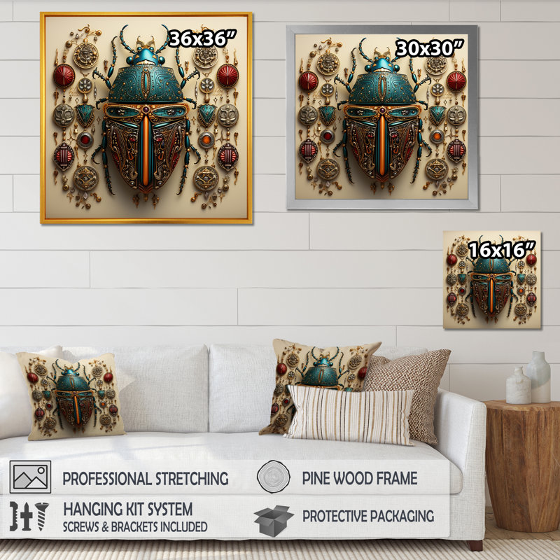 Mystic Beetle 1 - insectes et insectes, art mural, Cadre simple argenté, H 30 po x l 30 po x P 1,5 po