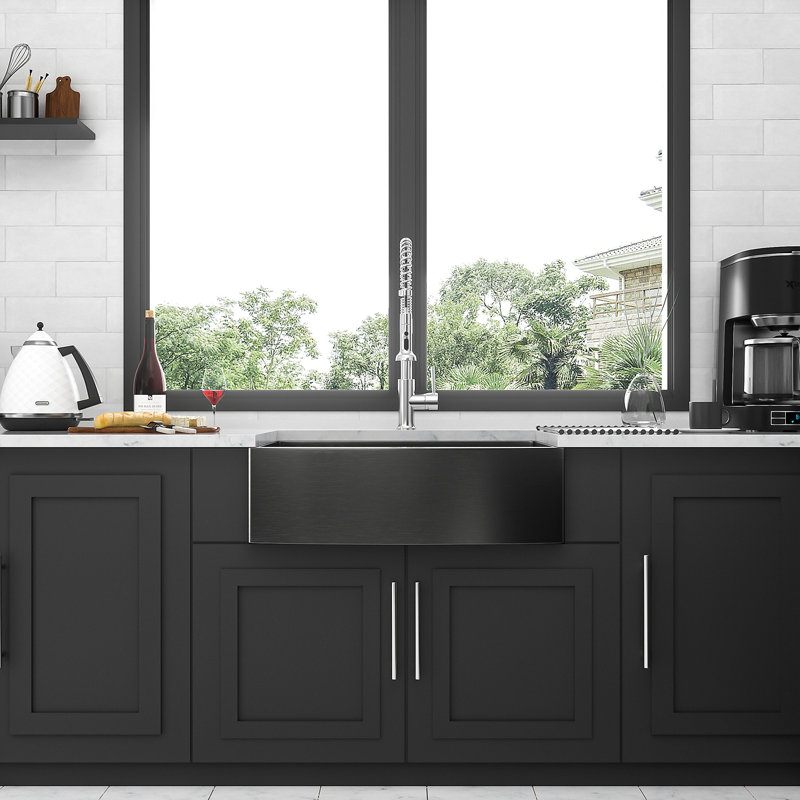 30 Black Farmhouse Sink 30X21x10 Stainless Steel Apron Front Kitchen Sink Gunmetal Black 16 Gauge 10 Inch Deep Single Bowl
