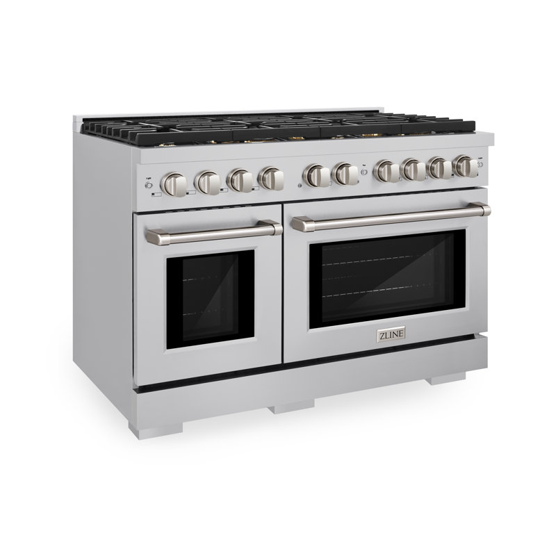 ZLINE 48" Paramount Double Oven Dual Fuel Range in Stainless Steel w/ 8 Brass Burners (SDR-BR-48)