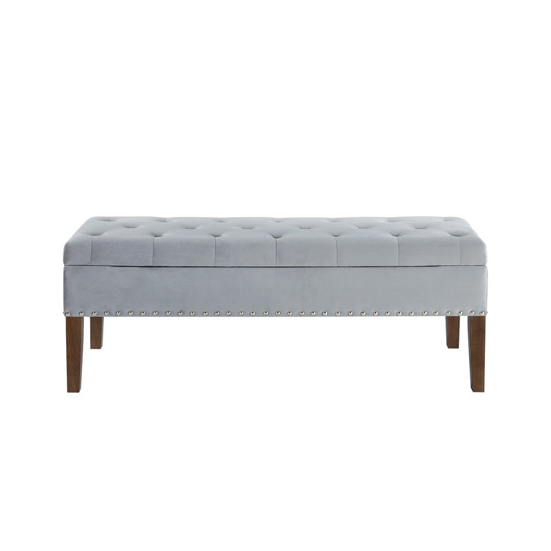 Tufted Bench with Storage, Gray