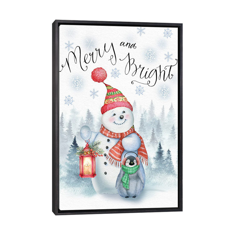 «Merry and Bright», reproduction d'art sur toile encadrée, H 40 po x l 26 po, Noir patiné