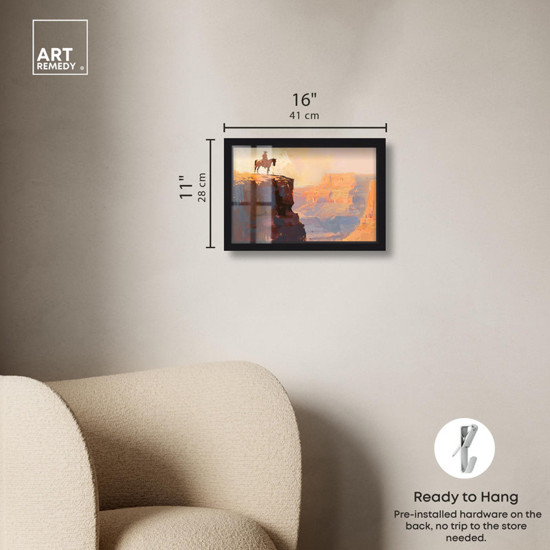 «Canyon View Landscape Art Shadowbox» par Art Remedy, H 11 po x l 16 po, Noir