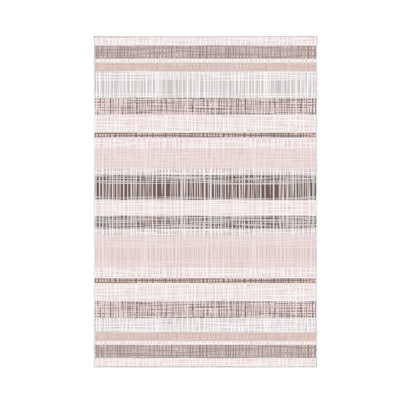 Tapis brun / gris en polyamide tissé à la machine Viva, Tapis de couloir 3 pi 3 po x 6 pi 7 po