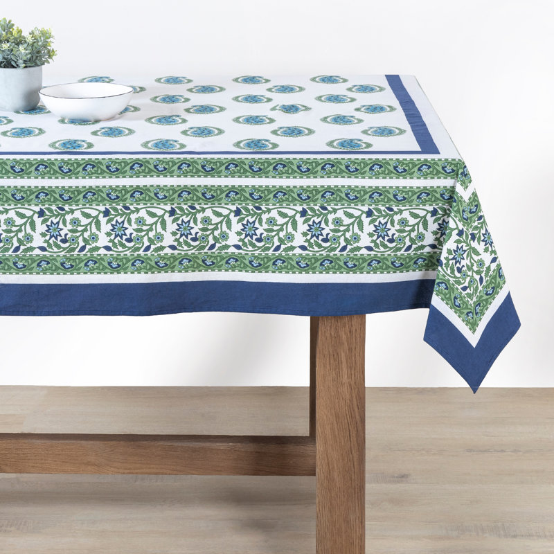 Cassis Handmade Floral Tablecloth, 128" x 71"