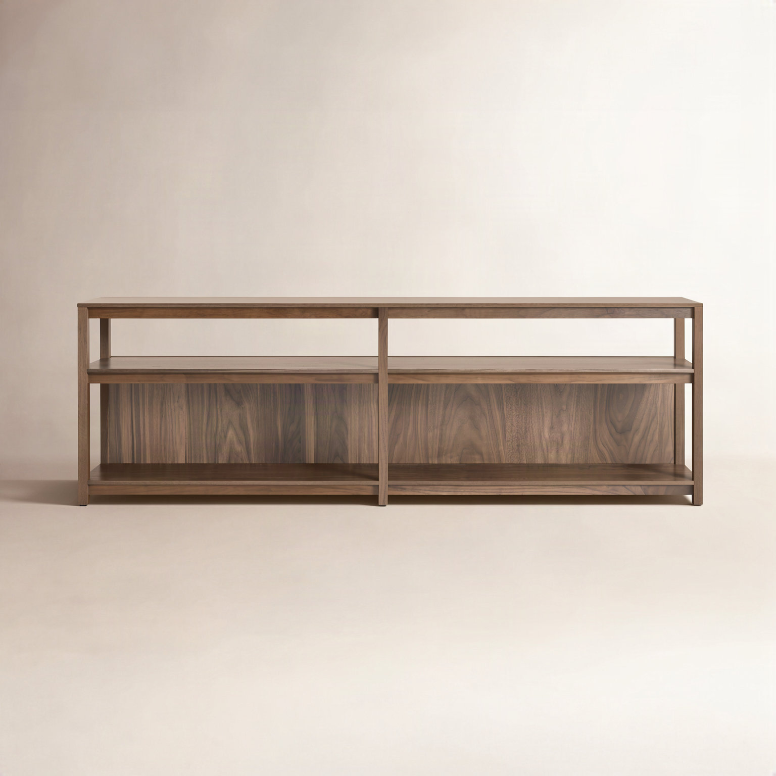 Open Plan Bookcase, (2 Shelves) 26" H x 80" W x 13" D, Walnut