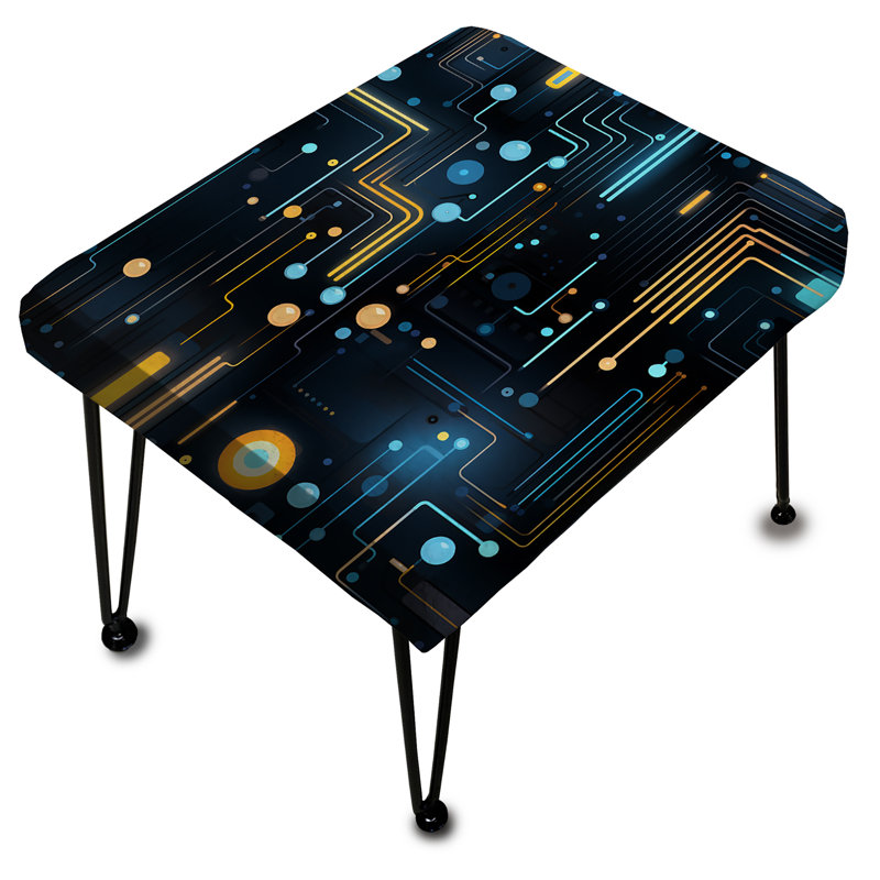 Blue Futuristic Striped Pattern - Geometric Rectangle Ottoman