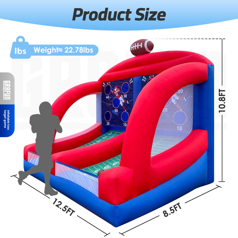 GR8FUN Inflatable Carnival Game Football Toss Game with 4 Inflatable Footalls, Throwing Target Game, Football Target Practice for Outdoor Event, Carnival