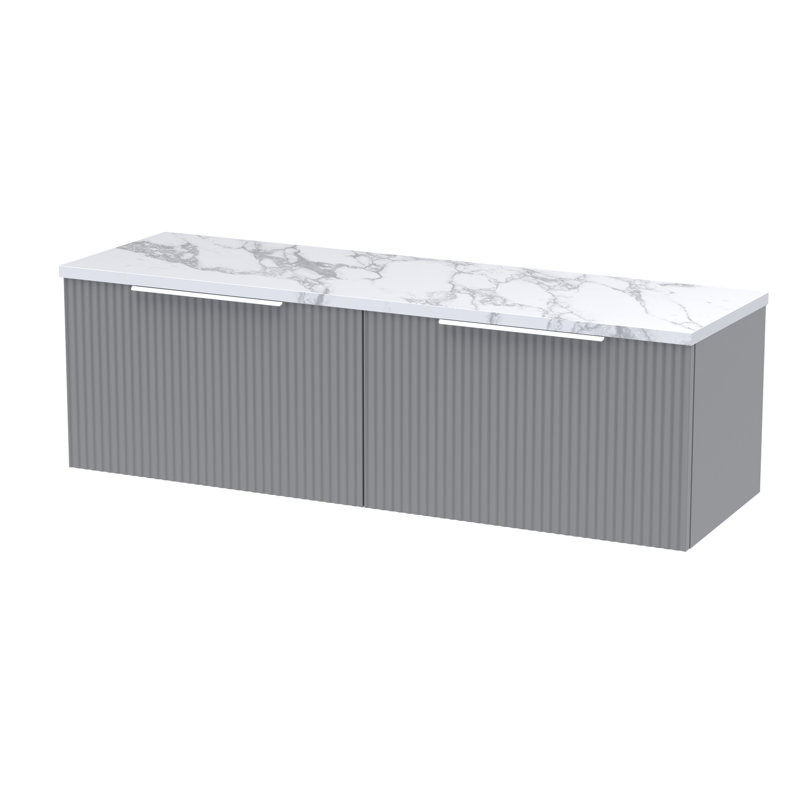 Fluted 121.5cm Double Bathroom Vanity Base Only, Satin Grey