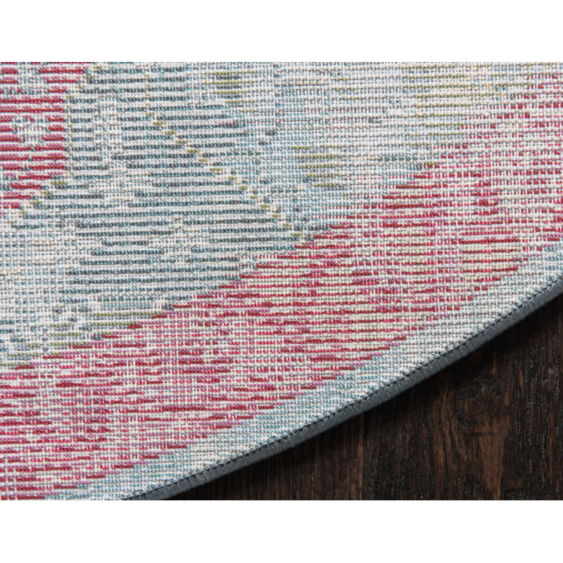 Tapis rose Folmar, Turquoise/Pink, Rond 5 pi 5 po