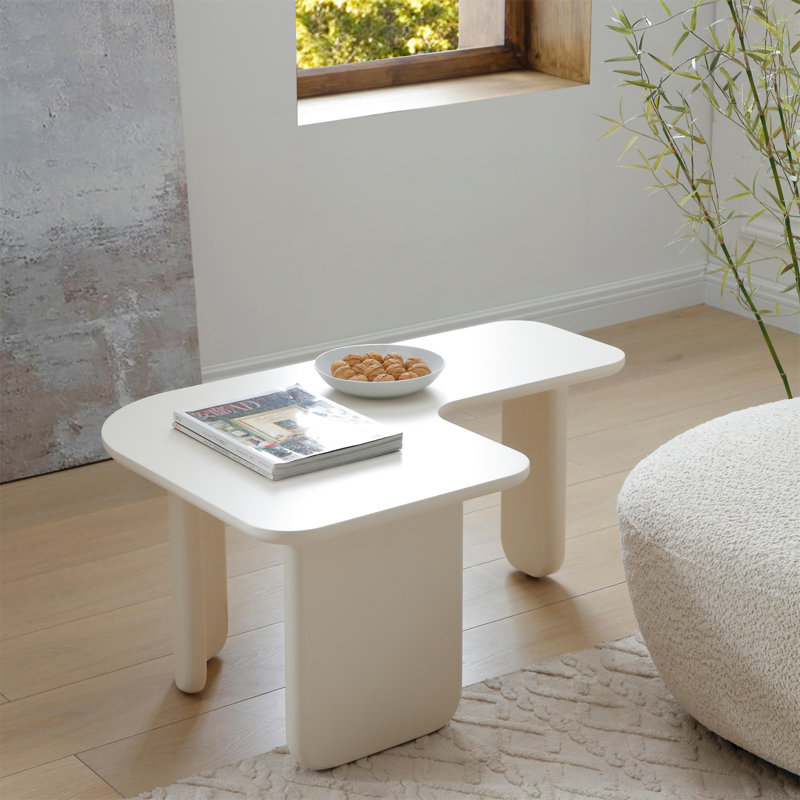 Table basse en L 35,43 po, Blanc
