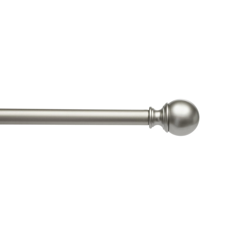 Tringles à rideaux réglables pour fenêtres, embouts ronds, tringle de 1 pouce, 36 po à 72 po, nickel, paquet de 1