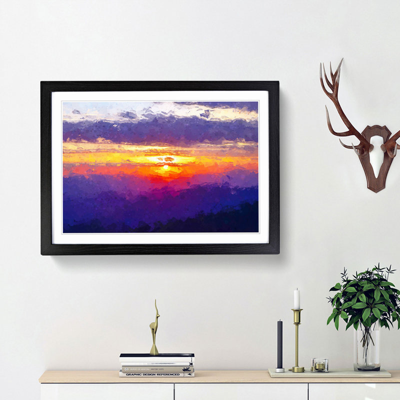Cloudy Sunset in Abstract - Picture Frame Graphic Art Print, Black Framed, 62cm H x 87cm W x 2cm D