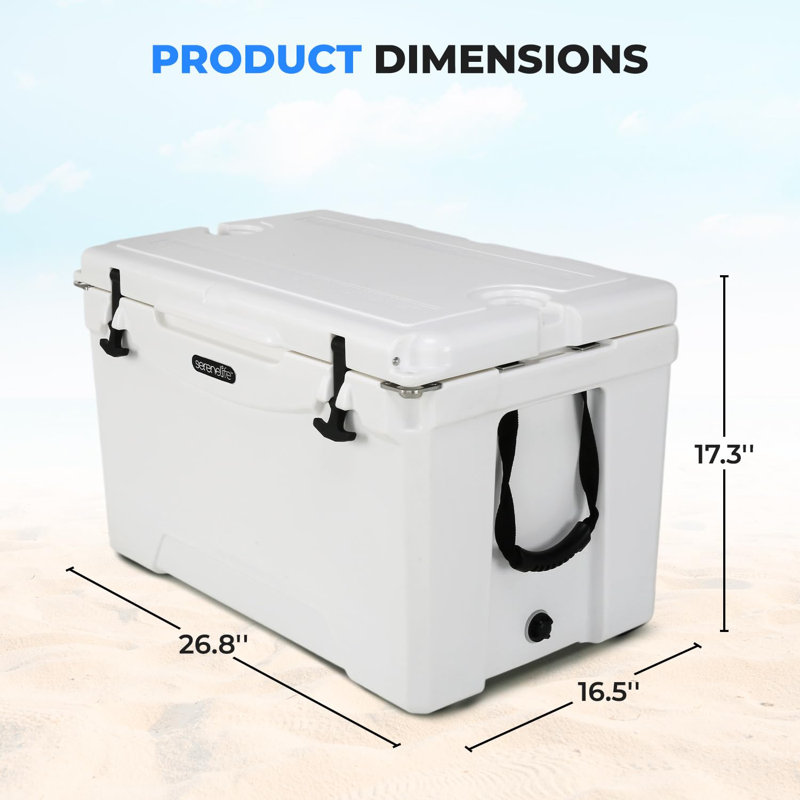 Serenelife Ultra-Tough 50 Quart Rotomolded Cooler Box, Holds Upto 64 Cans, Keeps Ice Up To 5 Days, Heavy-Duty Insulated Portable Ice Chest Box, Ideal For Camping, Beach, And Outdoor Adventures