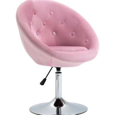 Stylish Living Room Seat - Pink, Round , Adjustable Height Metal Classy Pink Stool Height, Frame For Home