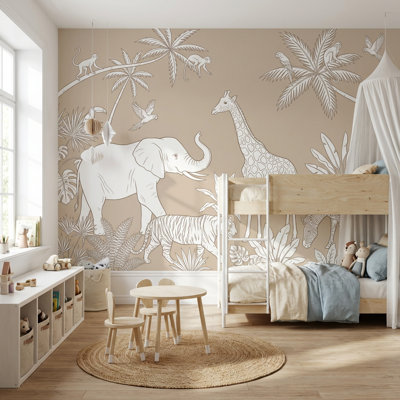 Papier peint animaux safari, jungle tropicale