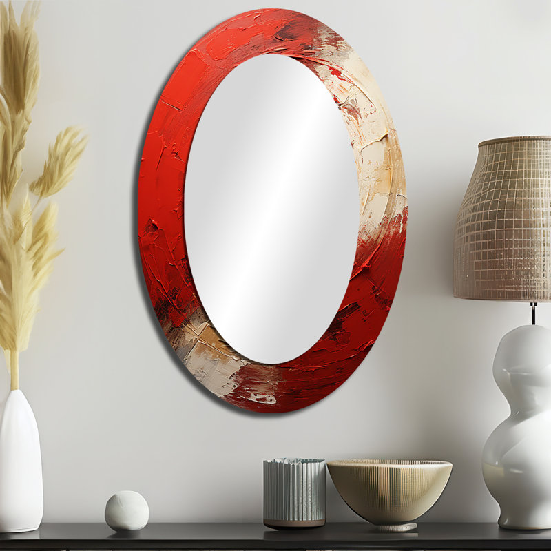 Miroir mural moderne rouge et or, 36 po x 24 po
