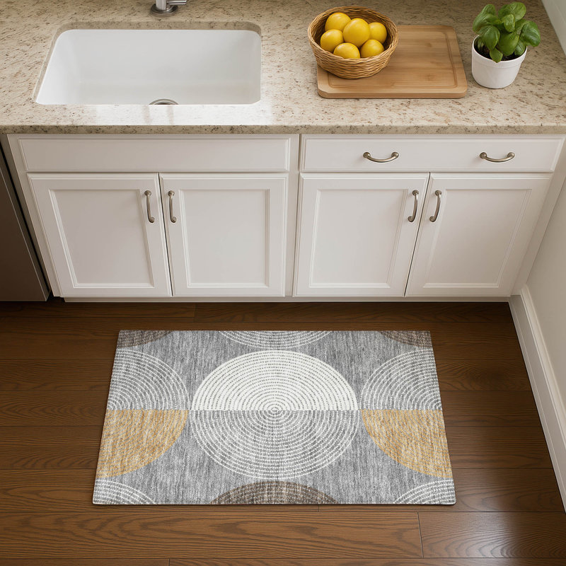 Premium Machine Washable Mayfield AMF2281 Geometric Rug, 1'8" x 2'6", Gray