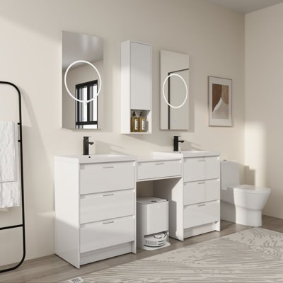 Elegant 72" Bath Vanity Set with Double Sinks and 7 drawers