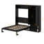 Grand lit escamotable avec tiroirs de rangement et garde-robe, armoire de lit escamotable compacte avec tête de lit tapissier-132936974