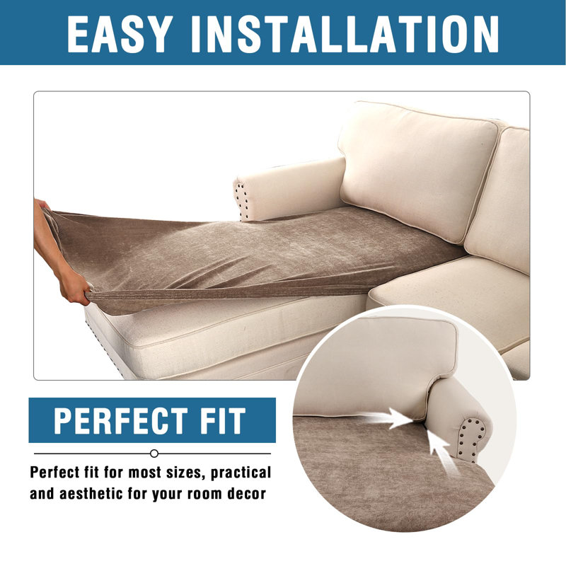 Housse pour canapé modulaire antidérapante en chenille extensible et lavable à la machine , Taupe
