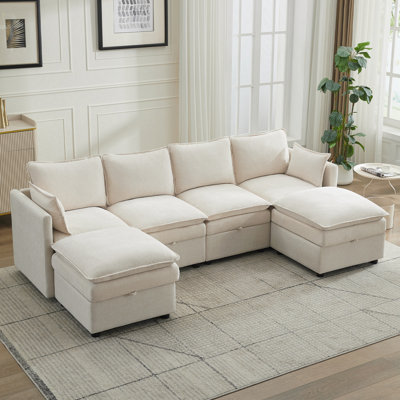 U-Shaped Modular Sectional Sofa with Storage by Latitude Run
