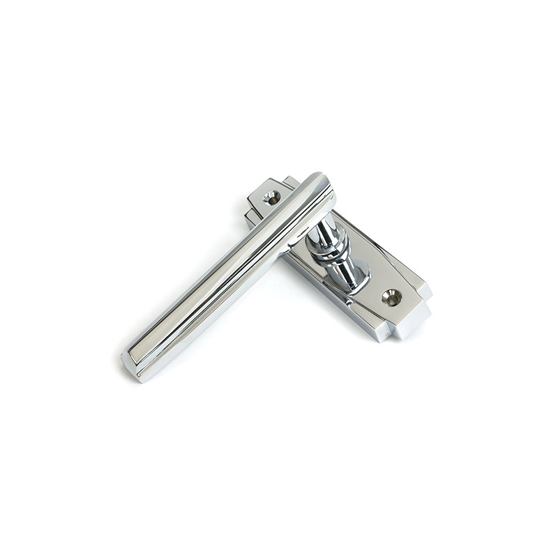 Art Deco Interior Mortise Door Handle, Polished Chrome