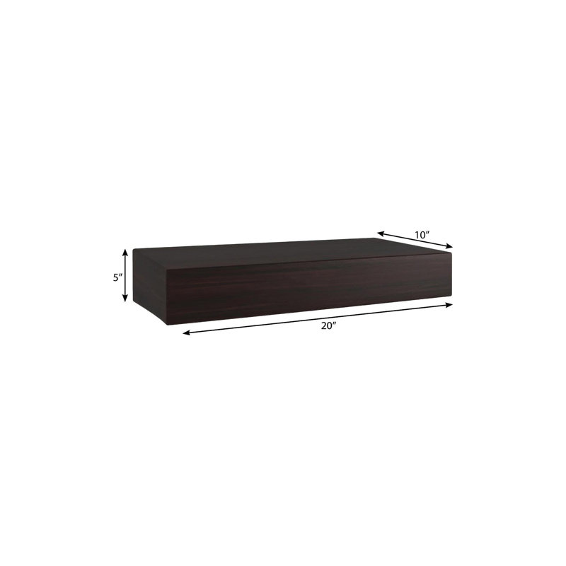 18" Espresso Solid Wood Wall Mounted Floating Shelf