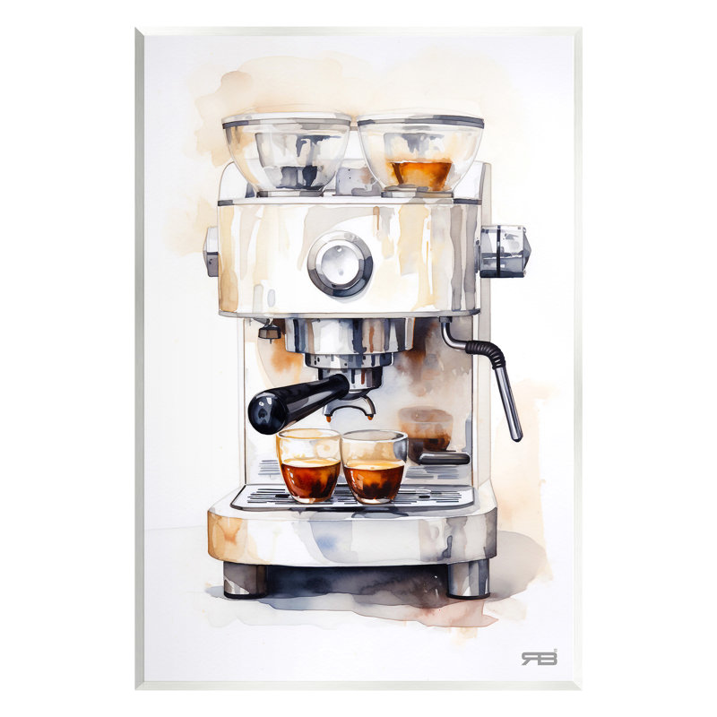 Art mural moderne sur machine à espresso par RB, H 19 po x l 13 po