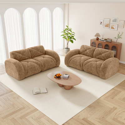 Ensemble de canapé 2 pièces Canapé confortable, ensemble de canapé 2 + 2 places, canapé à assise profonde, tissu de velours doux, fond en éponge haute densité 32D, aucun assemblage requis, ensemble de canapé moderne pour le salon, canapés à compression