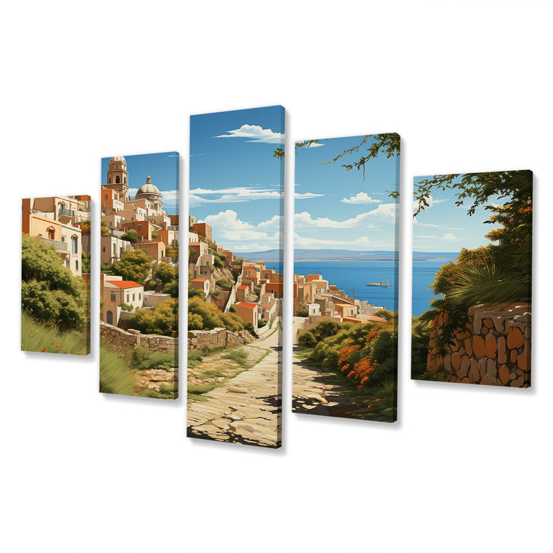 «Italian Village By The Coast I», paysage, Italie, art mural multi-panneaux