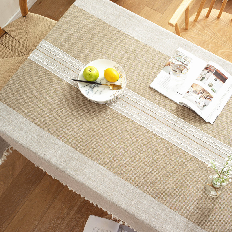 Karns Cotton Blend Tablecloth, 78" x 54", Brown