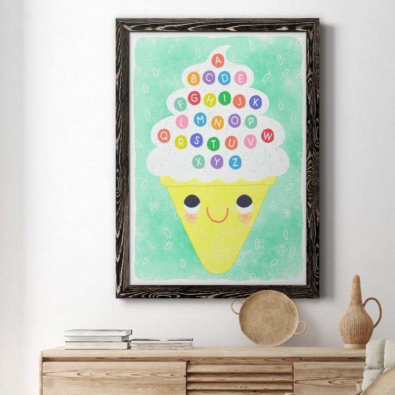 Ice Cream Alphabet - cadre photo, impression sur toile, H 31,5 po x l 23,5 po x P 1,5 po, Noir