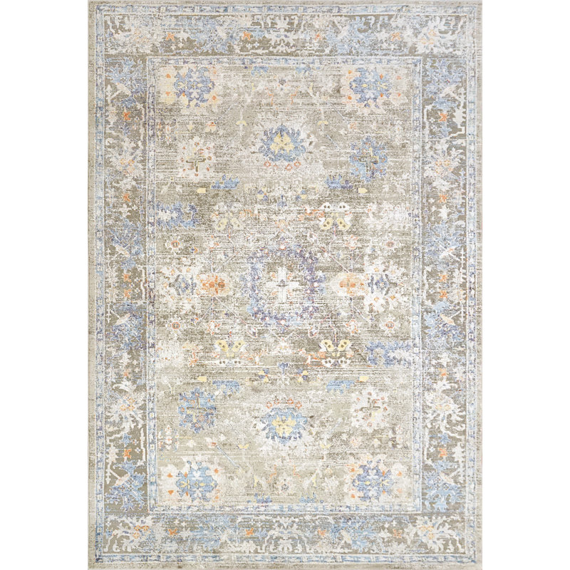 Tapis gris / or / bleu Layana, Rectangle 9 pi 2 po x 12 pi 10 po