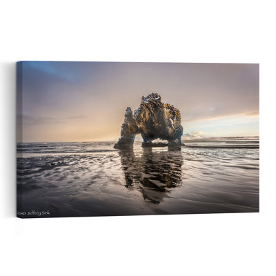 Icelandic Elephant Rock Dramatic Abstract Contemporary Elephant Coastal Wall Art Print by Jeffrey C. Sink - Wrapped Canvas Print