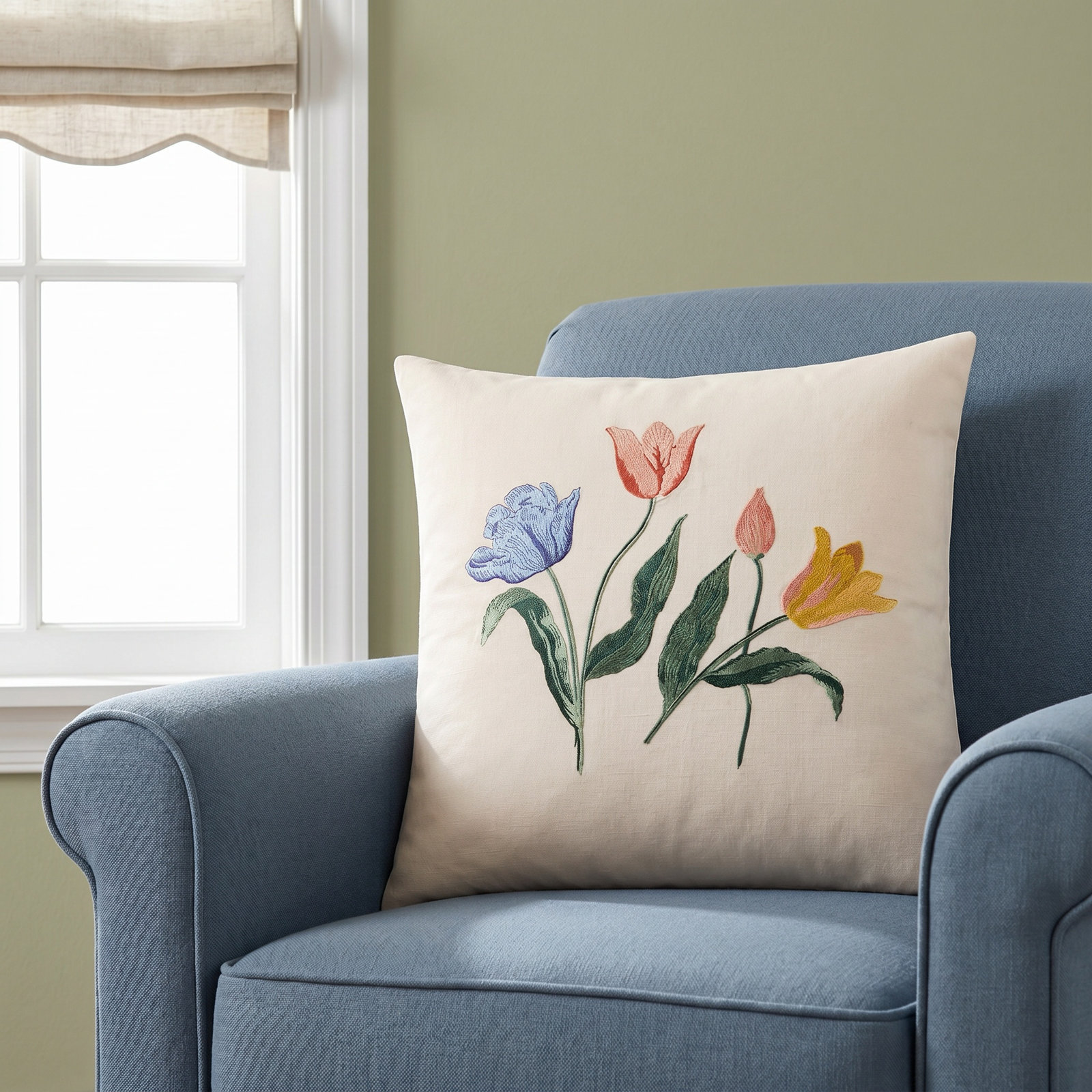Rifle Paper Co. x Loloi Tulips 22" Pillow Cover, Pillow Cover Only - No Inser
