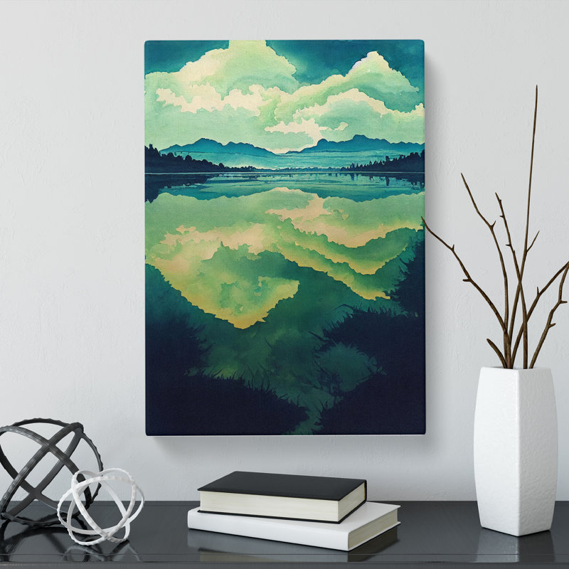 Watercolour Lake Vol.5 - Wrapped Canvas, 60cm H x 40cm W x 3cm D