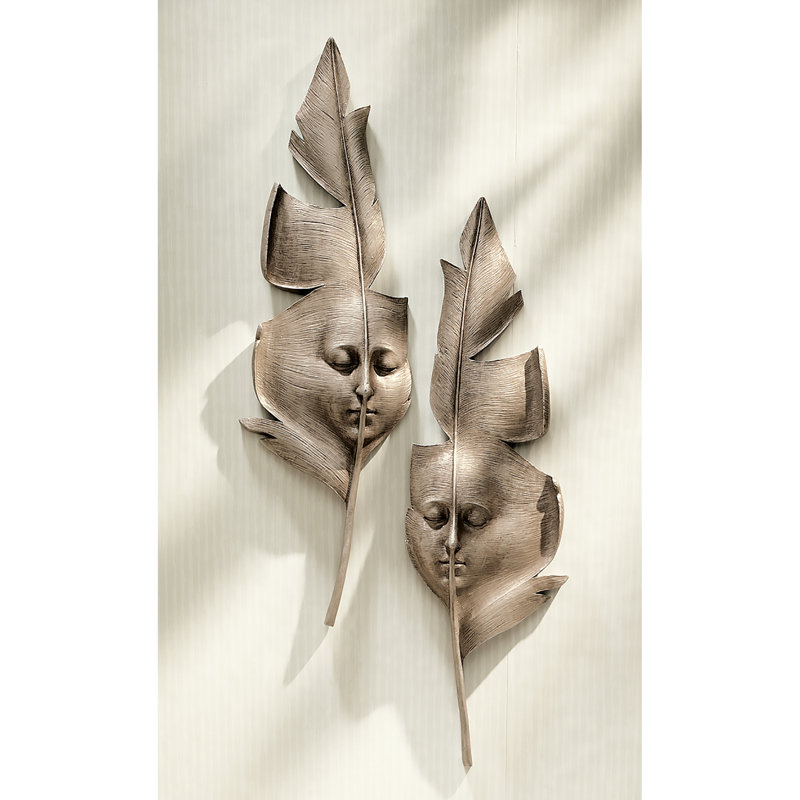 Ensemble de décoration murale sculptures masques Aurora et Hespera Greenmen 2 pièces