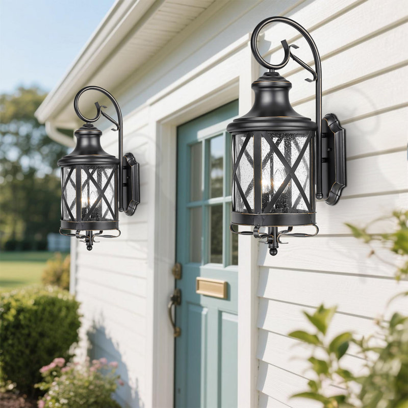 Grande applique murale d'extérieur industrielle 29,5 po, lanterne noire matte, éclairage extérieur de porche résistant aux intempéries