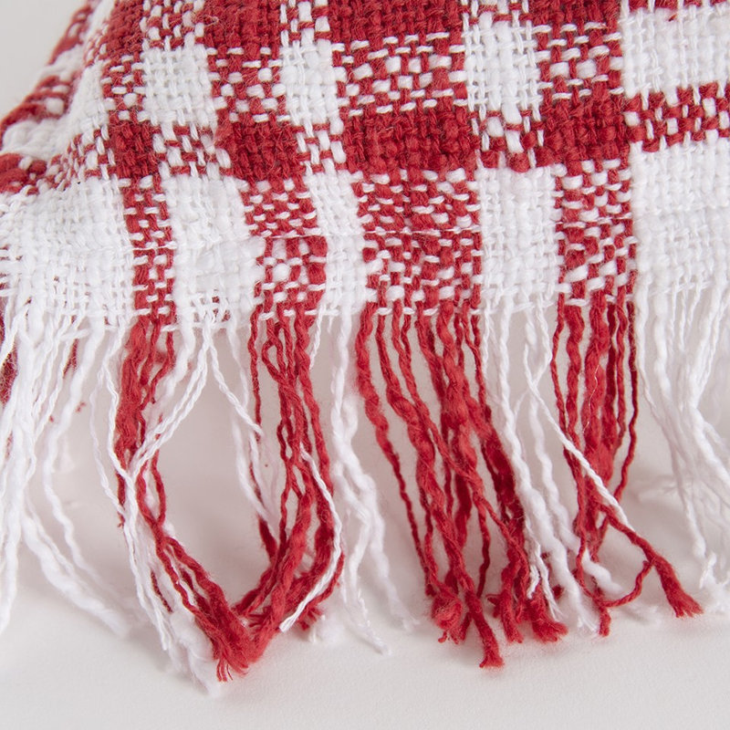 Coussin décoratif en coton, Blanc / Rouge